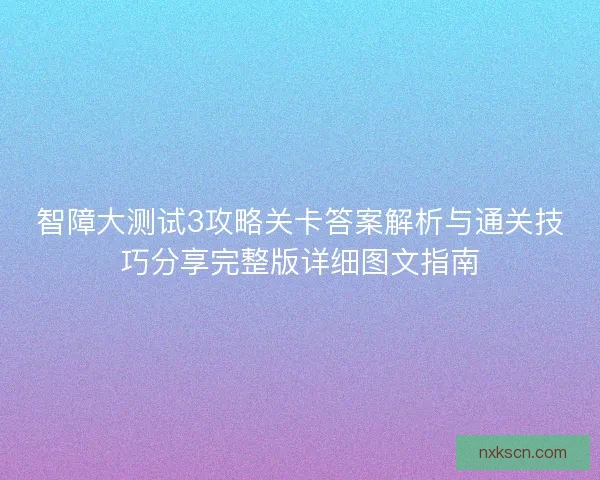 智障大测试3攻略关卡答案解析与通关技巧分享完整版详细图文指南