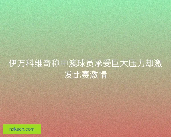 伊万科维奇称中澳球员承受巨大压力却激发比赛激情