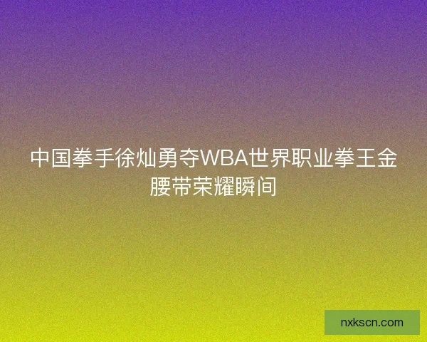 中国拳手徐灿勇夺WBA世界职业拳王金腰带荣耀瞬间