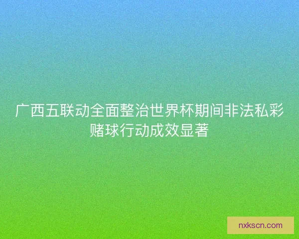 广西五联动全面整治世界杯期间非法私彩赌球行动成效显著